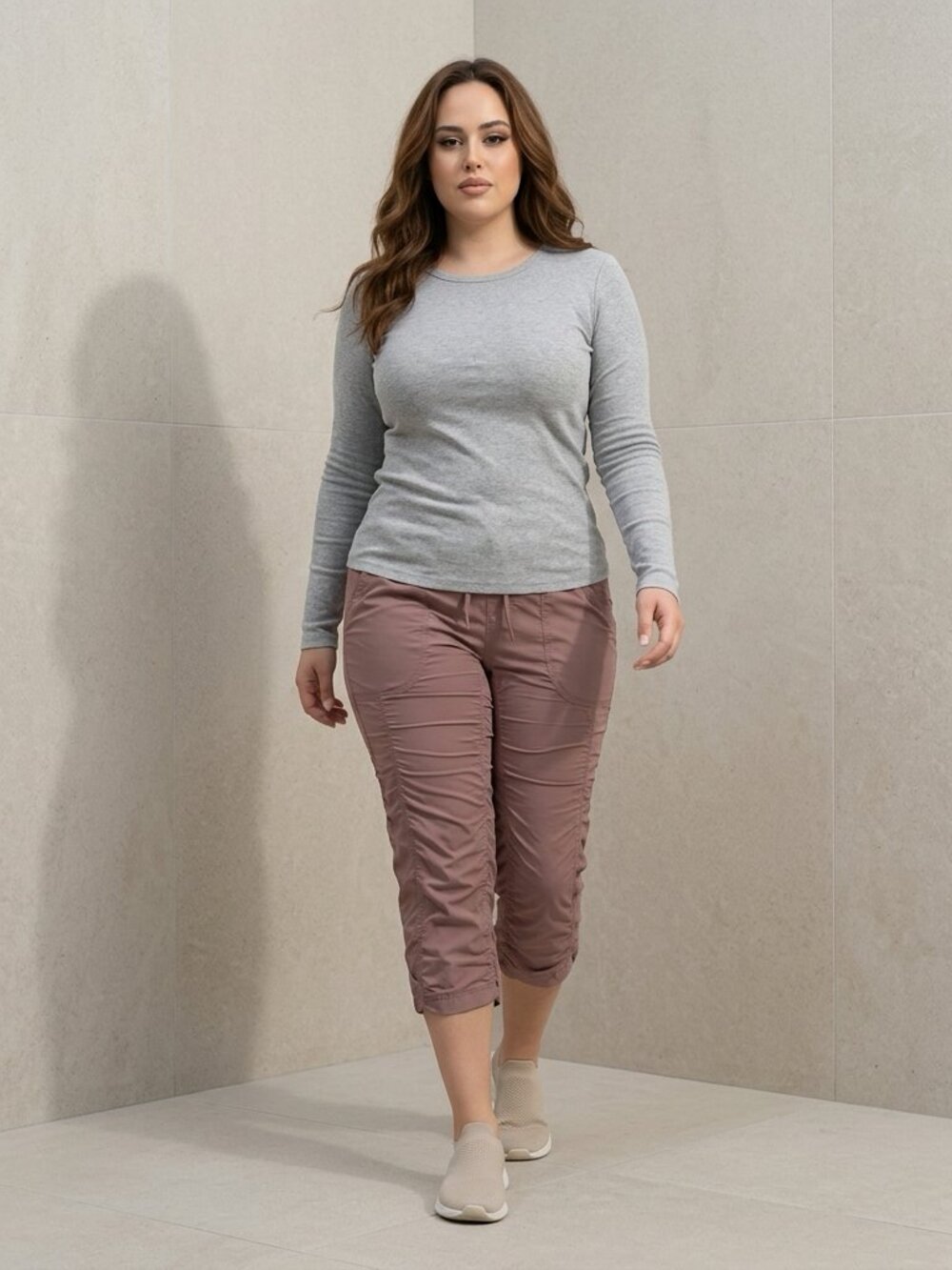 The North Face Pink Ruched Cropped Pants-Large